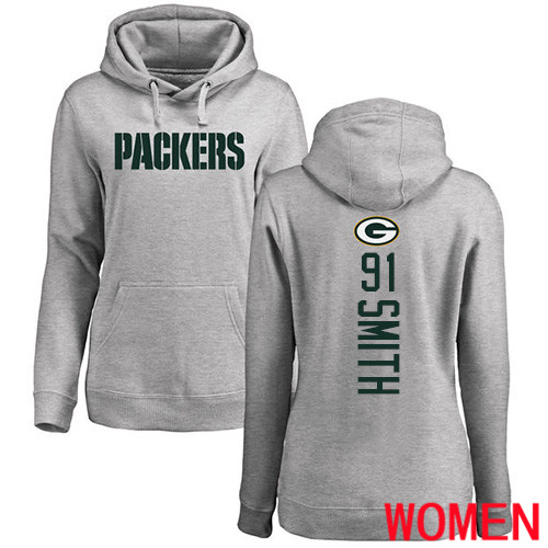 Green Bay Packers Ash Women 91 Smith Preston Backer Nike NFL Pullover Hoodie Sweatshirts